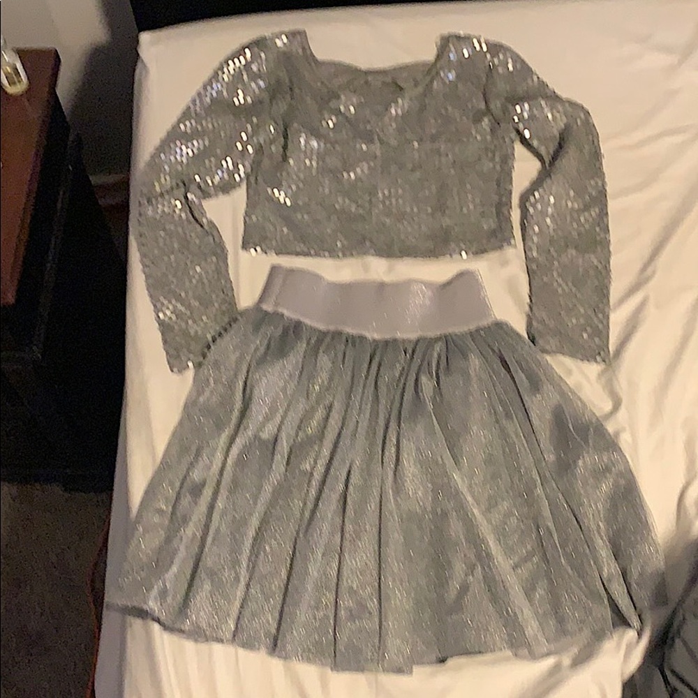 Crop top sequence top and matching sparkle skirt